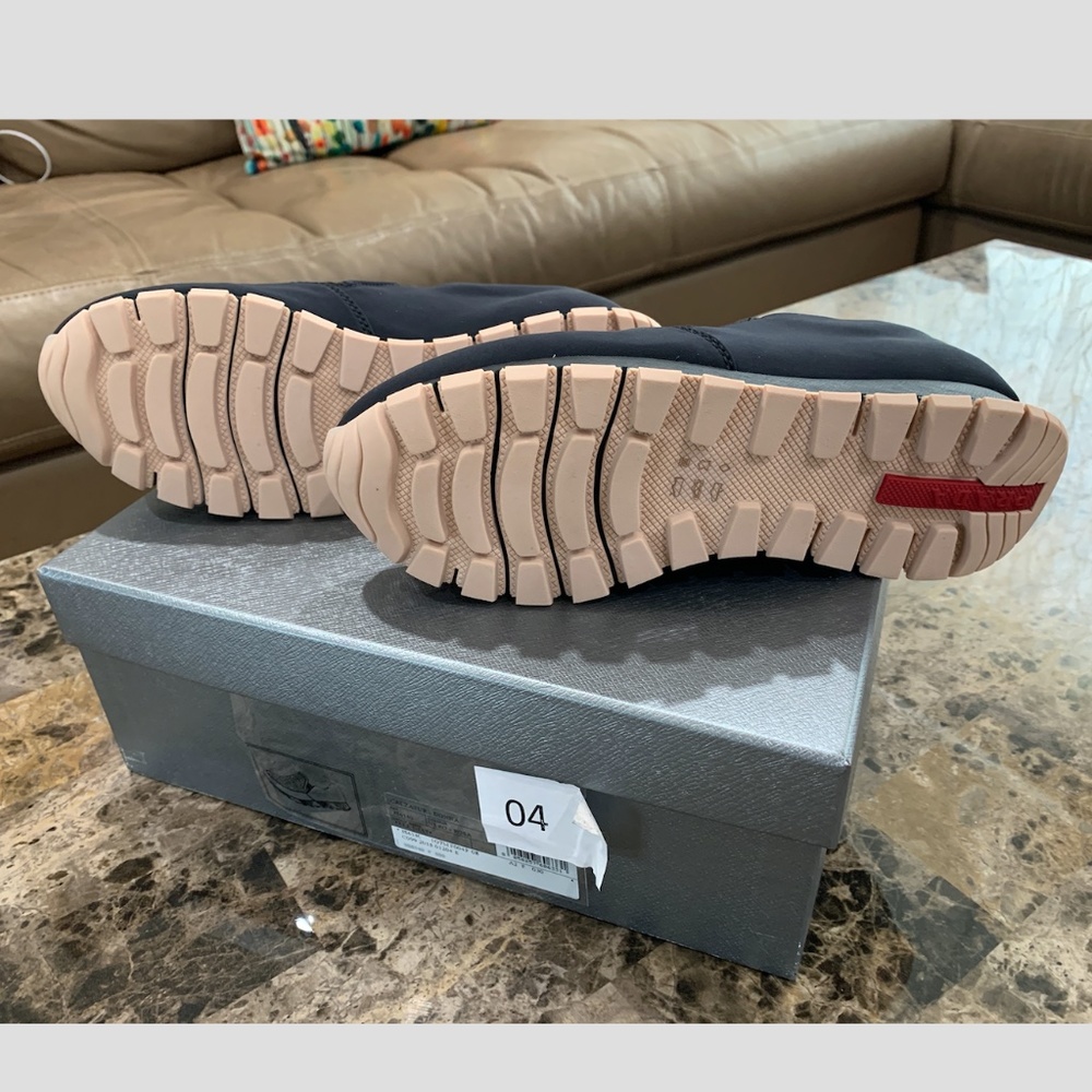 PRADA Women's Black/Pink Neoprene Honeycomb Sneake - Picture 6 of 11